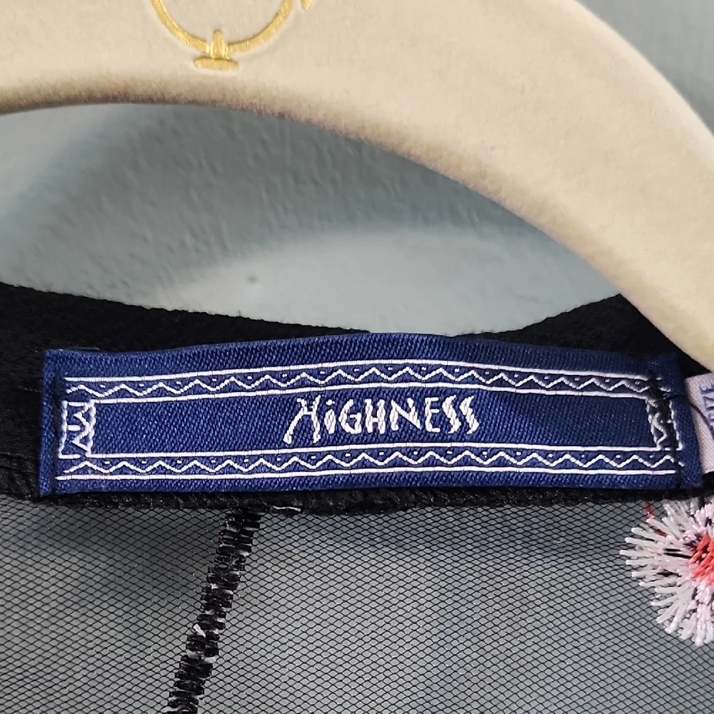 Highness Sheer Black Kimono with Floral Embroidery